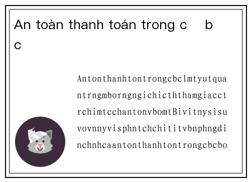 An toàn thanh toán trong cờ bạc